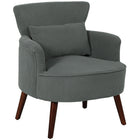 HOMCOM - Fauteuil d’appoint avec pieds en bois massif pour salon - gris-Coussin d’assise en mousse épaisse de 7,1 po (18 cm), ressorts en S et bandes élastiques assurent un soutien fiable du siège  
