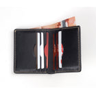 Decent Living - Portefeuille fin à deux volets en cuir - Noir-Écologique : Emballé dans une pochette en coton durable