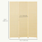 HOMCOM 3 Panel Bamboo Hand-Woven Freestanding Room Divider for Home Office - Natural Wood-Solid pine wood frame for solidness
