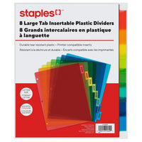 Staples - Séparateurs en plastique amovibles - 8 onglets - Colorés-Onglets insérables