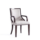Manhattan Comfort Grand 22.5" Traditional Faux Leather Upholstered Dining Armchair - Light Grey-Traditional Dining Armchair for Dining Room Use
