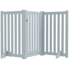PawHut 3-Panel Foldable Dog Gate with Feet - Grey-Made of MDF, robust gate 