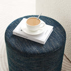 Modway - Callum Tissu rond tissé en bruyère de 16" Rembourré Ottoman - Heathered Weave Azure-Arrivée entièrement assemblée