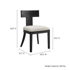 Modway Peregrine Wood and Fabric Upholstered Dining Chairs - Black/Heathered Weave Ivory - 2 Pack-Curved Back Design