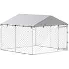 PawHut Covered Dog Kennel for Small Medium Dogs - 7.5' L x 7.5' W x 5.6' H-Water and UV-resistant roof keeps pets cool and protected from the rain