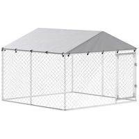 PawHut Covered Dog Kennel for Small Medium Dogs - 7.5' L x 7.5' W x 5.6' H-Water and UV-resistant roof keeps pets cool and protected from the rain