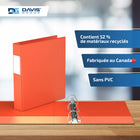 Davis Group Super économie, Reliure à anneaux en “D” inclinés 1.5 po, paquet de 6 – Orange-Polypropylène sans PVC