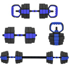 Soozier - Ensemble D’Haltères Réglables 4-En-1 - Ensemble De Poids Libres 55 Lb - Bleu-Ensemble 4-en-1 de 55 lb (25 kg) : haltères, barres, kettlebells et supports pour pompes  