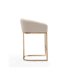 Manhattan Comfort - Louvre tabouret de comptoir moderne du milieu du siècle de 20" en similicuir crème et or titane - lot de 3-Livré chez vous entièrement assemblé ! Aucun assemblage requis