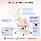 MotionGrey - Chaise de bureau ergonomique Mellow - Dossier en maille haute avec accoudoirs réglables - Rose-7