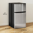 HOMCOM 3.2 cu ft Mini Fridge with Freezer and Reversible Doors - Silver-Features 2 adjustable shelves, a crisper drawer, and door racks
