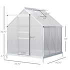 Outsunny - Serre en polycarbonate 6 pi x 6 pi x 6,5 pi, transparente- Panneaux en polycarbonate avec protection UV protégeant les plantes du soleil intense  
