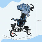 Qaba - Tricycle 6 en 1 pour tout-petits avec poignée de poussée parentale - bleu clair-Conduite douce et silencieuse avec des roues EVA pour une utilisation en extérieur 