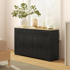 HOMCOM 55.1" L Sideboard Buffet Cabinet with Storage - Black-Anti-tipping hardware ensures safety by securing to the wall