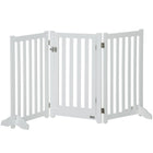 PawHut 3-Panel Foldable Dog Gate with Feet - White-Made of MDF, robust gate 
