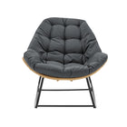 Manhattan Comfort Benson Modern 3-Piece Patio Rocking Chair Set - Grey-Frame Made of Rust Resistant Steel Wrapped in PE Rattan Rope Perfect for Outdoor Weather