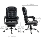 HOMCOM - Fauteuil de bureau exécutif inclinable en similicuir avec accoudoirs - noir-Roulettes pivotantes à 360 degrés pour un déplacement fluide