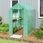 Outsunny 73" x 47" x 75" Walk-in Greenhouse with Roll-up Door and 4 Shelves - Green-Reinforced powder coated steel frame   
 