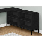 Monarch Specialties - 7493 Bureau 60 po L - En Forme De L/Coin Chêne Noir-Capable de supporter jusqu'à 198 lb, ce bureau à domicile avec une construction à panneau épais, des intérieurs de tiroir finis, des glissières de tiroir en métal et des pieds en métal robustes dans une finition noire.