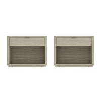 Manhattan Comfort - Ensemble de 2 tables de chevet modernes Evelyn 32" à 1 tiroir - Naturel-Table de nuit moderne pour chambre et salon lot de 2