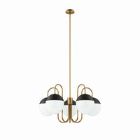 Modway Stellar 5-Light Chandelier - Opal/Satin Brass-Modern 5-Light Chandelier