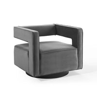 Modway - Booth Performance Velvet Fauteuil pivotant en velours de performance - Gris-Fauteuil pivotant Glam Deco