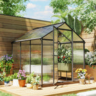 Outsunny - Serre en polycarbonate 6 pi x 8 pi x 6,4 pi, gris charbon- Les panneaux en polycarbonate à double paroi de 4 mm, résistants aux UV, protègent vos plantes  

