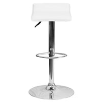 Flash Furniture Contemporary Vinyl Adjustable Height Barstool with Solid Wave Seat & Chrome Base - White-Contemporary Style Stool
