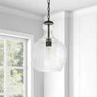 Hudson&Canal - Suspension Verona de 28 cm de large avec abat-jour en verre, - Bronze noirci/grainé-Nettoyer avec un chiffon doux et sec, sans produits chimiques agressifs ni produits de nettoyage abrasifs