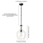 Hudson&Canal - Suspension Verona de 28 cm de large avec abat-jour en verre, - Bronze noirci/transparent-Dimensions du produit : 11" L x 11" l x 15" H