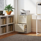 HOMCOM 2-Drawer Letter/A4 Lockable Filing Cabinet - Oak-Adjustable metal bars fit both A4 and letter-size files with ease

