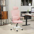 Vinsetto Mesh Office Chair with Adjustable Headrest and Lumbar Support - Pink-The headrest can move up or down, rotate, removable