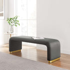 Modway Koda Performance Velvet Waterfall Long Bench - Brass/Storm Grey-Stain-Resistant Fabric
