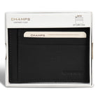 Champs Onyx Leather Zip Card Case - Black-Made of Genuine Leather