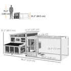 PawHut Wooden Chicken Coop with Large Run, Nesting Box and Tray - Dark Grey-Earth-safe paint 