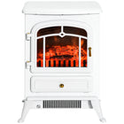 HOMCOM 16" 750/1500W Freestanding Electric Fireplace Heater - White-Electric with 3D flame technology for a realistic-looking fire  