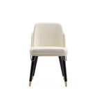 Manhattan Comfort Estelle 20.08" Modern Faux Leather Upholstered Dining Chair - Cream and Black - Set of 2-Standard 4-Leg Base