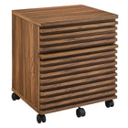 Modway Render Wood File Cabinet - Walnut-Mid-Century Office Filing Cabinet