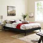 Modway Loryn Vinyl Queen Bed Frame with Round Splayed Legs - Black-Upholstered in Vinyl