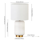 Hudson&Canal - Lampe de table en céramique Lambert de 38 cm de haut avec abat-jour en tissu - Blanc mat/laiton/blanc-Nettoyer avec un chiffon doux et sec, sans produits chimiques agressifs ni produits de nettoyage abrasifs