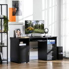 HOMCOM 57.1" Computer Desk with Drawers - Black-Ample Storage Space: 1 keyboard tray, 1 cabinet, 3 drawers, 2 open shelves 