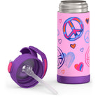 Thermos FUNtainer Bottle with Straw - 410 mL - Peace-Integrated carry handle is easy to grip and can be folded down when not in use