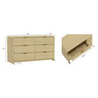Manhattan Comfort - Grace commode double moderne 60" - chêne naturel et or-Poignées de tiroir horizontales glamour en métal avec choix de finition noire ou dorée