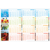 Day-Timer - Planificateur mural flexible effaçable horizontal saisonnier 2026 - 23 7/8 po H x 36 po l - multicoloure - bilingue-Format des pages : 23 7/8 po H x 36 po l