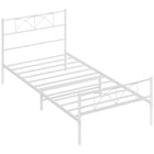 HOMCOM - Cadre de lit plateforme en métal taille twin avec tête de lit - blanc-La structure silencieuse vous offre une atmosphère de sommeil de qualité 