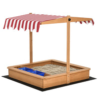 Outsunny - Bac à sable carré en bois pour enfants avec auvent réglable - 42" x 42"-Fabriqué en bois de sapin robuste, il ne se fissurera pas et ne se décolorera pas 