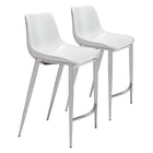 Zuo Magnus Counter Stool - White/Silver - Set of 2-Ergonomic and supportive footrest