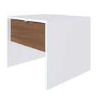 Nexera Axel Nightstand With 1-Drawer - White & Walnut-Concealed metal handle for a design that's sleek and easy to use