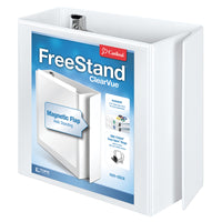 Cardinal 5" White Freestand Binder with Slant-D Rings-Magnetic flap closures connect when closed to keep binder in a secure standing position