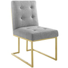 Modway Privy Gold Stainless Steel Upholstered Fabric Dining Accent Chair - Gold/Light Grey-Glam Deco Dining Chair
